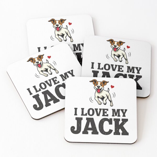 Item preview, Jack Russell Terrier jumping with I Love My Jack text designed and sold by Prints by Mat.