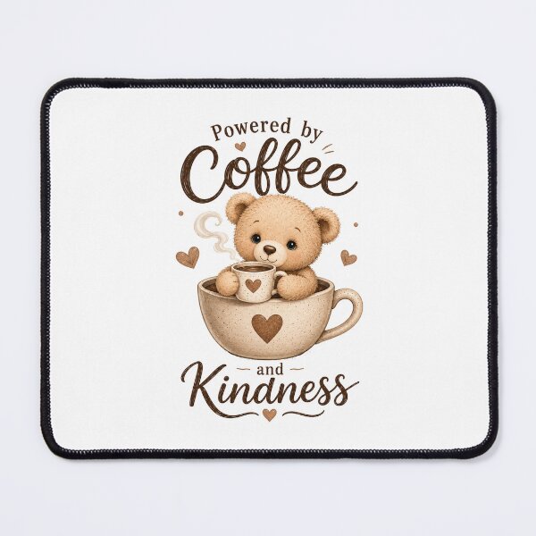 Item preview, Powered by Coffee and Kindness Cute Bear Coffee Lover designed and sold by Seculinator.