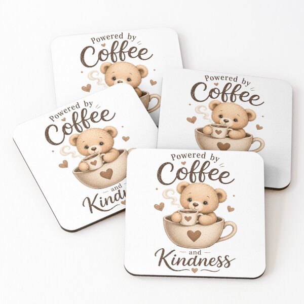 Item preview, Powered by Coffee and Kindness Cute Bear Coffee Lover designed and sold by Seculinator.