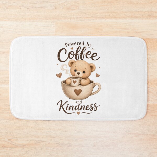 Item preview, Powered by Coffee and Kindness Cute Bear Coffee Lover designed and sold by Seculinator.