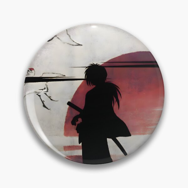 Item preview, The Wandering Samurai Silhouette - Himura Kenshin Japanese Watercolor Art designed and sold by Teenkai.