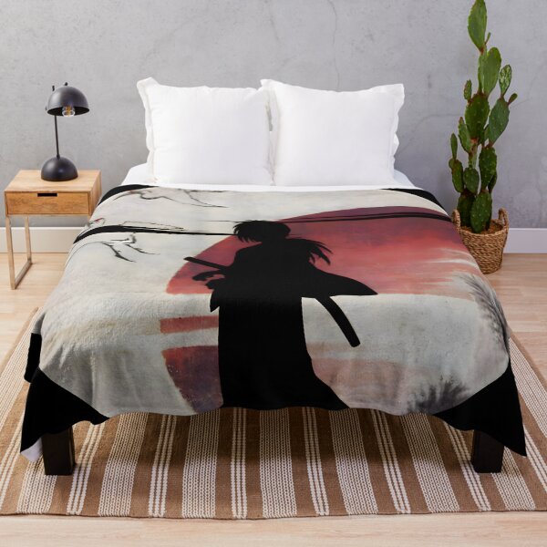 Item preview, The Wandering Samurai Silhouette - Himura Kenshin Japanese Watercolor Art designed and sold by Teenkai.