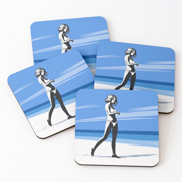 Item preview, Minimalist Beach Woman Art, Contemporary Coastal Figure Print designed and sold by Studio pod Burom.