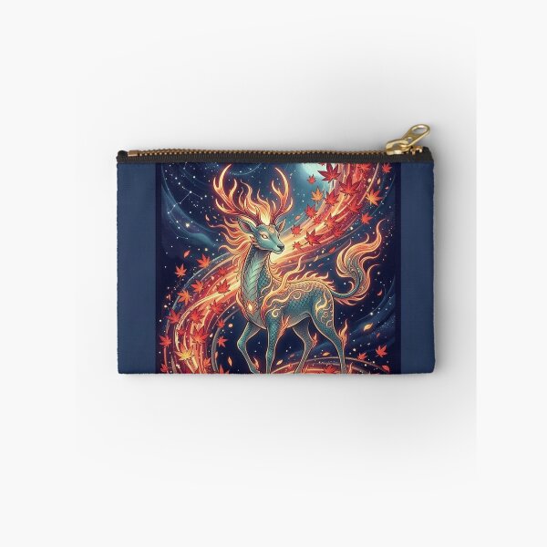 Item preview, Divine Kirin Spirit and Glowing Autumn Maple Leaves - Japanese Mythical Wall Art designed and sold by Hikariha Studio.