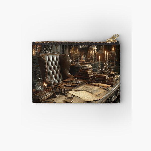 Item preview, Dark Academia Scholar Desk Print, Antique Manuscript Still Life Wall Art, Victorian Study Close-Up Decor designed and sold by ObscuraWallArt.