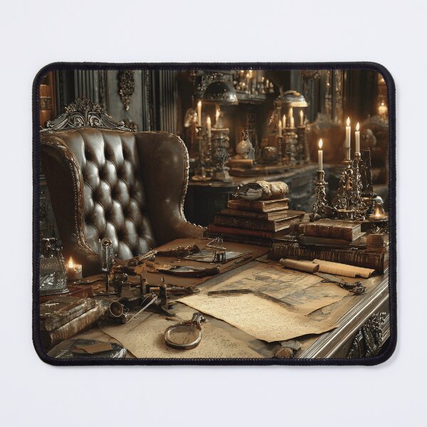 Item preview, Dark Academia Scholar Desk Print, Antique Manuscript Still Life Wall Art, Victorian Study Close-Up Decor designed and sold by ObscuraWallArt.
