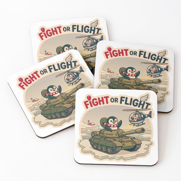 Item preview, Fight or Flight Art Funny Penguins in Tank and Helicopter Meme Vintage designed and sold by MerchlyMike.