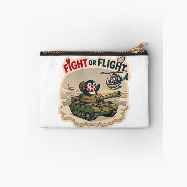 Item preview, Fight or Flight Art Funny Penguins in Tank and Helicopter Meme Vintage designed and sold by MerchlyMike.