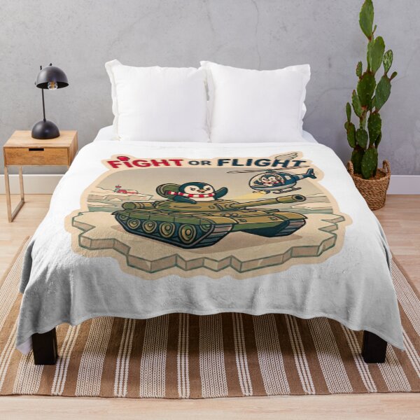 Item preview, Fight or Flight Art Funny Penguins in Tank and Helicopter Meme Vintage designed and sold by MerchlyMike.
