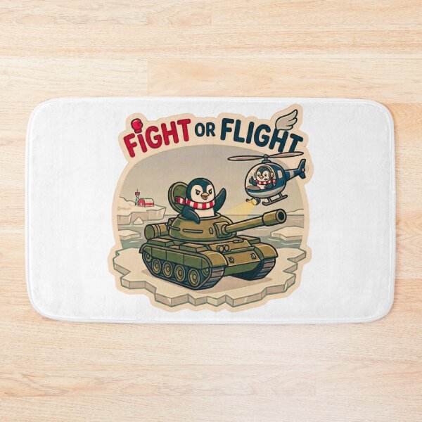 Item preview, Fight or Flight Art Funny Penguins in Tank and Helicopter Meme Vintage designed and sold by MerchlyMike.