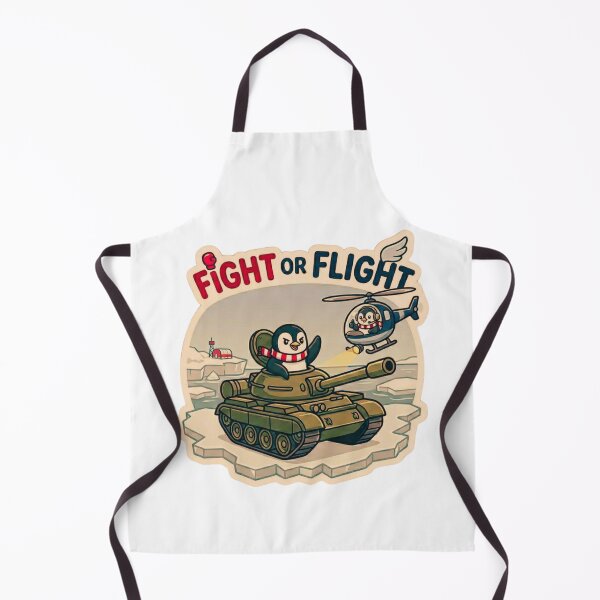 Item preview, Fight or Flight Art Funny Penguins in Tank and Helicopter Meme Vintage designed and sold by MerchlyMike.