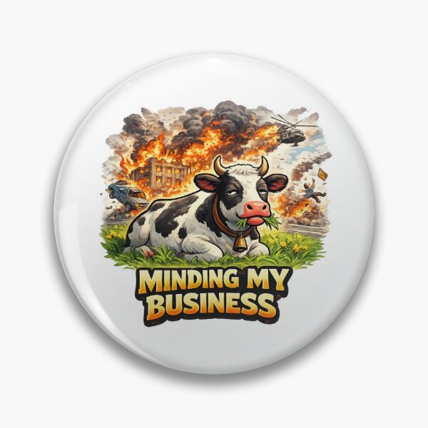 Item preview, Minding My Business – Unbothered Cow Chaos Background Funny Art | Savage Humor Gift designed and sold by irfanshikh.