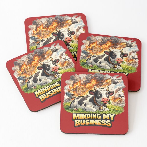 Item preview, Minding My Business – Unbothered Cow Chaos Background Funny Art | Savage Humor Gift designed and sold by irfanshikh.