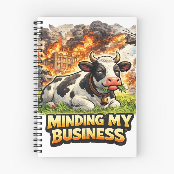 Item preview, Minding My Business – Unbothered Cow Chaos Background Funny Art | Savage Humor Gift designed and sold by irfanshikh.