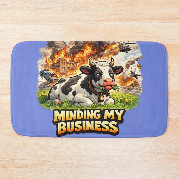 Item preview, Minding My Business – Unbothered Cow Chaos Background Funny Art | Savage Humor Gift designed and sold by irfanshikh.