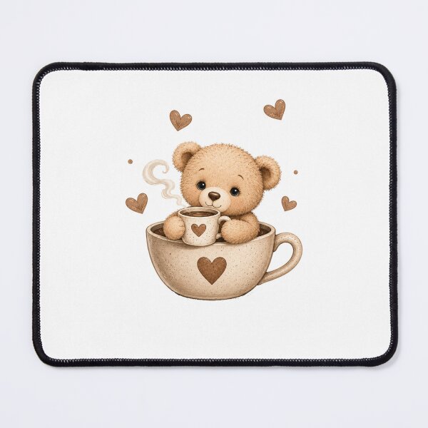 Item preview, Cute Teddy Bear in Coffee Cup Watercolor Illustration designed and sold by Seculinator.