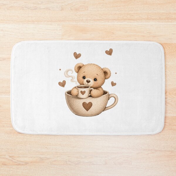 Item preview, Cute Teddy Bear in Coffee Cup Watercolor Illustration designed and sold by Seculinator.