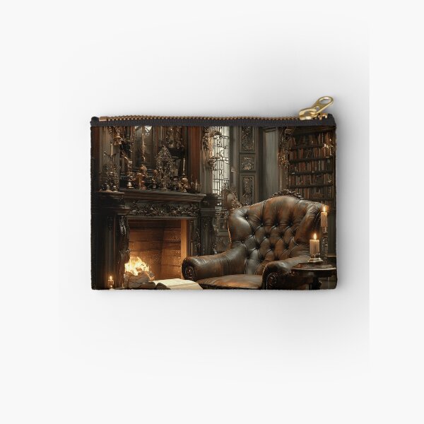 Item preview, Dark Academia Reading Nook Print, Leather Armchair Fireplace Wall Art, Cozy Victorian Study Decor designed and sold by ObscuraWallArt.