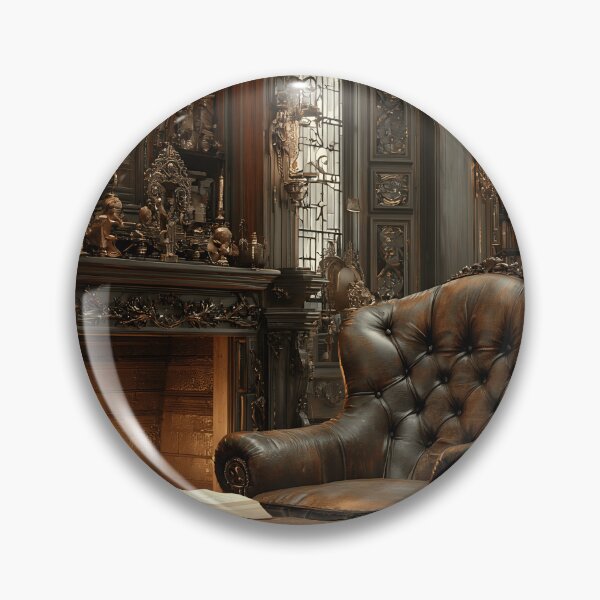 Item preview, Dark Academia Reading Nook Print, Leather Armchair Fireplace Wall Art, Cozy Victorian Study Decor designed and sold by ObscuraWallArt.