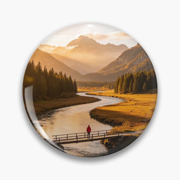 Item preview, Lonely walks on a bridge overlooking the river, trees and mountains. designed and sold by carlsmart1.