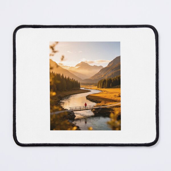 Item preview, Lonely walks on a bridge overlooking the river, trees and mountains. designed and sold by carlsmart1.