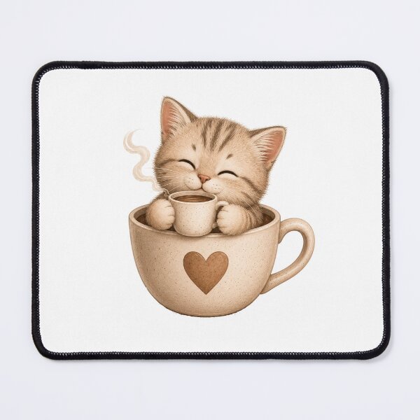 Item preview, Cute Cat in Coffee Cup Watercolor Kitten Illustration designed and sold by Seculinator.