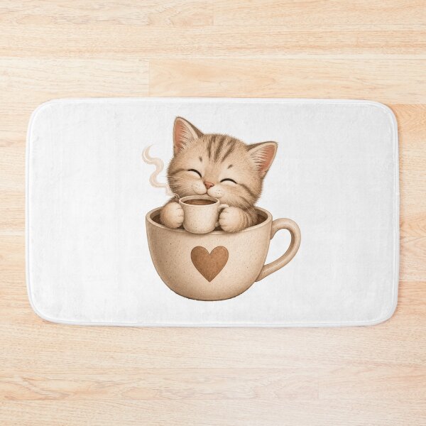 Item preview, Cute Cat in Coffee Cup Watercolor Kitten Illustration designed and sold by Seculinator.