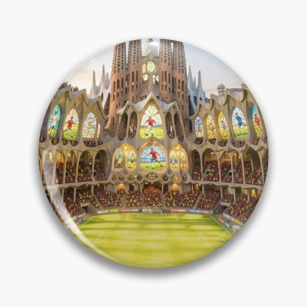 Item preview, Gaudí-inspired football stadium with Spain's colors in a creative architectural fantasy scene designed and sold by FotoworldEdel.