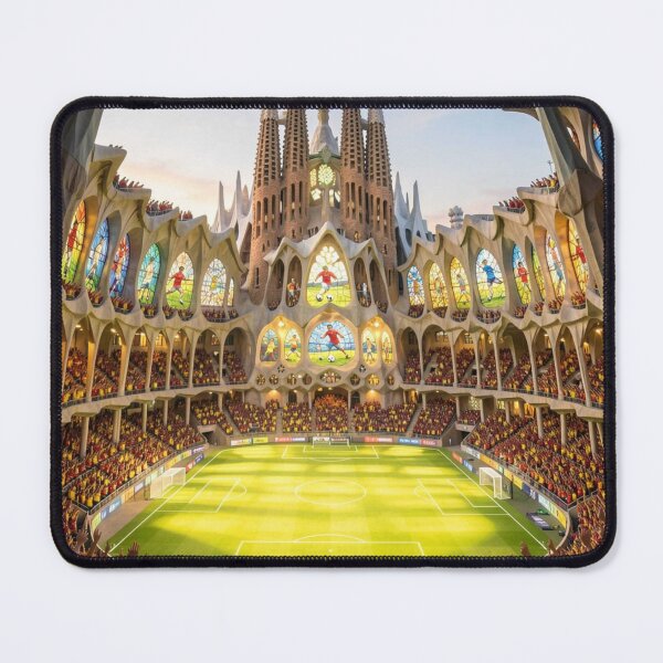 Item preview, Gaudí-inspired football stadium with Spain's colors in a creative architectural fantasy scene designed and sold by FotoworldEdel.