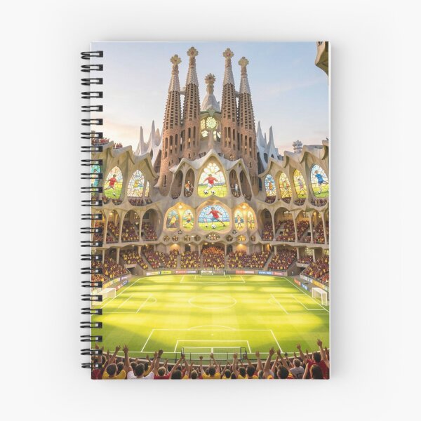 Item preview, Gaudí-inspired football stadium with Spain's colors in a creative architectural fantasy scene designed and sold by FotoworldEdel.