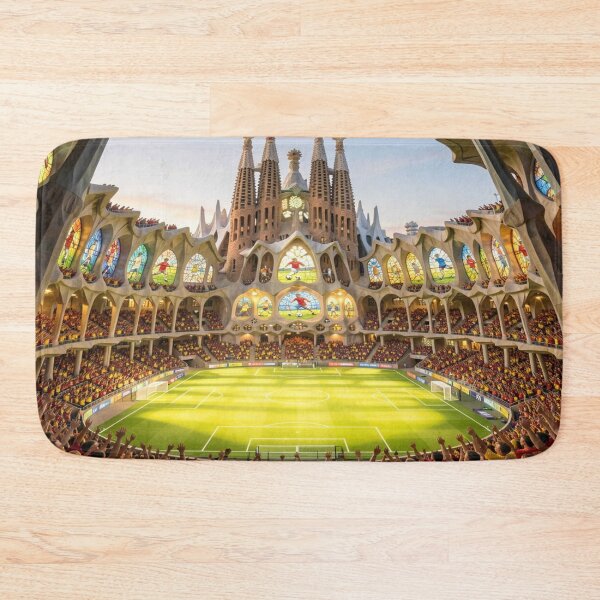 Item preview, Gaudí-inspired football stadium with Spain's colors in a creative architectural fantasy scene designed and sold by FotoworldEdel.