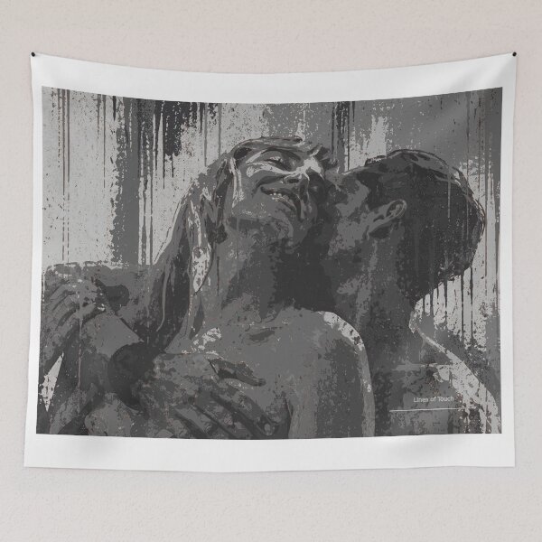 Item preview, Grayscale Abstract Couple Art, Romantic Embrace Print designed and sold by Studio pod Burom.