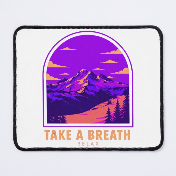 Item preview, Take A Breath Relax Mountain Landscape Purple Retro Nature Illustration designed and sold by MerchlyMike.