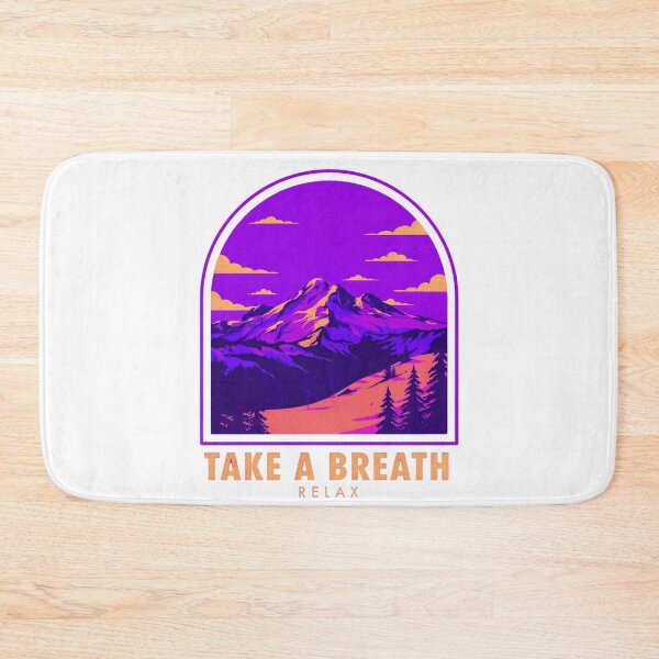 Item preview, Take A Breath Relax Mountain Landscape Purple Retro Nature Illustration designed and sold by MerchlyMike.