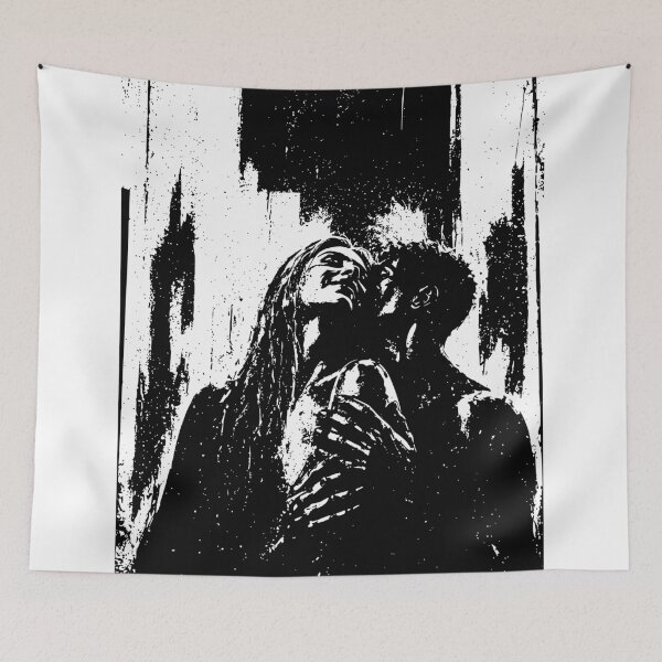 Item preview, Couple Silhouette Print, High Contrast Black and White Romantic Art designed and sold by Studio pod Burom.
