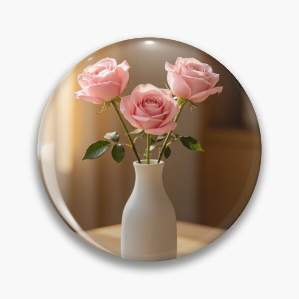 Item preview, Three pink roses in a white vase designed and sold by carlsmart1.