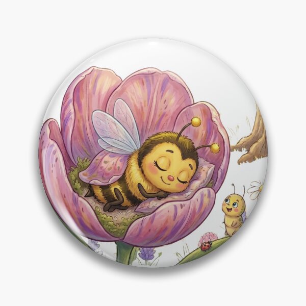 Item preview, Cute Honey Bee Sleeping In Tulip Flower Watercolor Landscape designed and sold by DH-ArtLab.