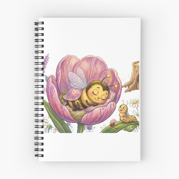 Item preview, Cute Honey Bee Sleeping In Tulip Flower Watercolor Landscape designed and sold by DH-ArtLab.