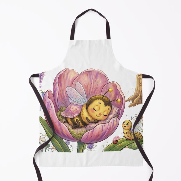 Item preview, Cute Honey Bee Sleeping In Tulip Flower Watercolor Landscape designed and sold by DH-ArtLab.