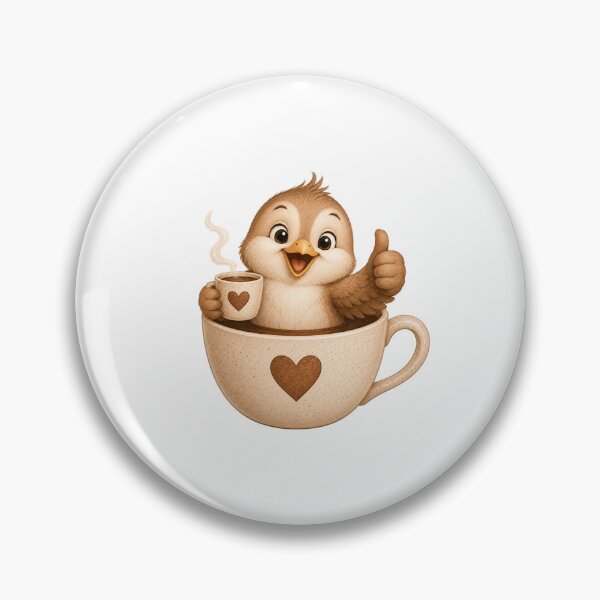 Item preview, Cute Bird in Coffee Cup Watercolor Early Bird Illustration designed and sold by Seculinator.