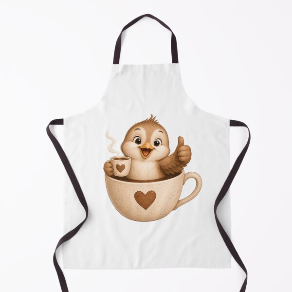 Item preview, Cute Bird in Coffee Cup Watercolor Early Bird Illustration designed and sold by Seculinator.