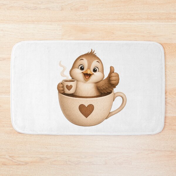 Item preview, Cute Bird in Coffee Cup Watercolor Early Bird Illustration designed and sold by Seculinator.