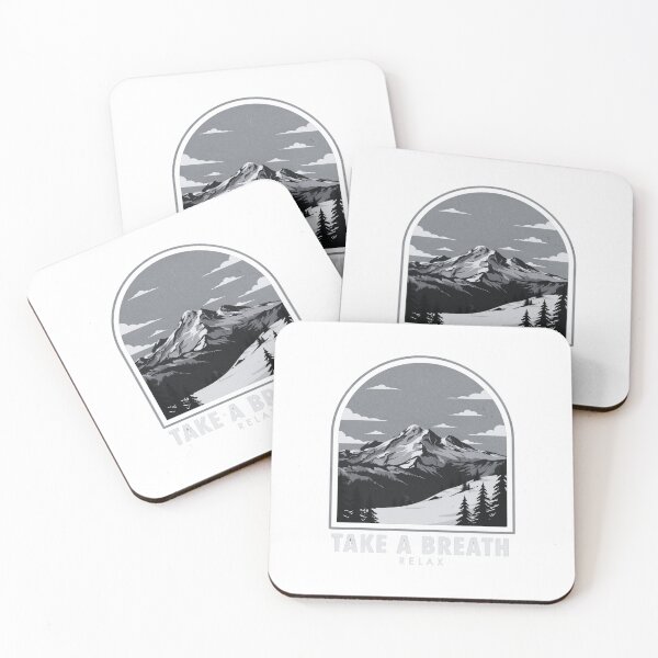 Item preview, Take A Breath Relax Mountain Landscape  Noir Nature Illustration designed and sold by MerchlyMike.