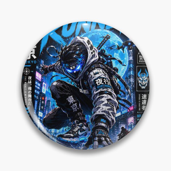 Item preview, Night Runner Tokyo 2077 - Cyberpunk Ninja Anime Streetwear designed and sold by saamessart.
