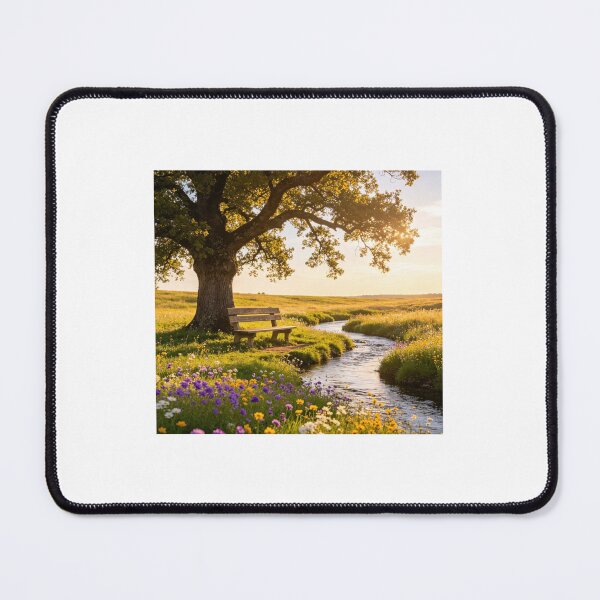 Item preview, Bench by the river under a large tree in the summer sun designed and sold by carlsmart1.