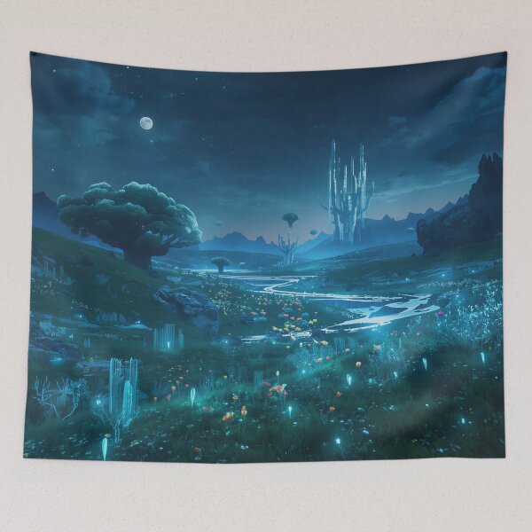Item preview, Moonlit Spirit Plains Fantasy Alien Landscape designed and sold by Luminous Wilds.