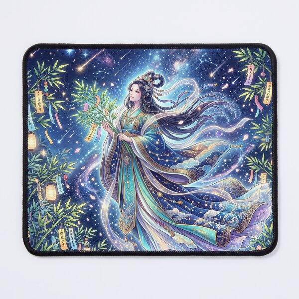 Item preview, Divine Japanese Celestial Maiden Tennyo and Glowing Tanabata Stars - Mythical Art designed and sold by Hikariha Studio.