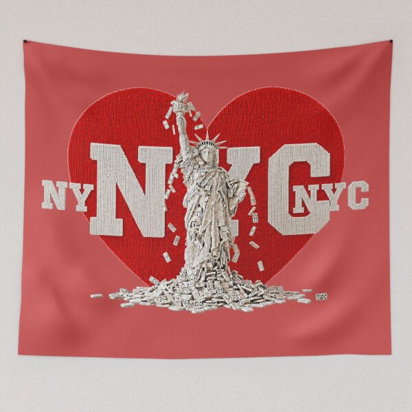 Item preview, I Love NYC Statue of Liberty Domino Art Mosaic Heart designed and sold by puzzell.