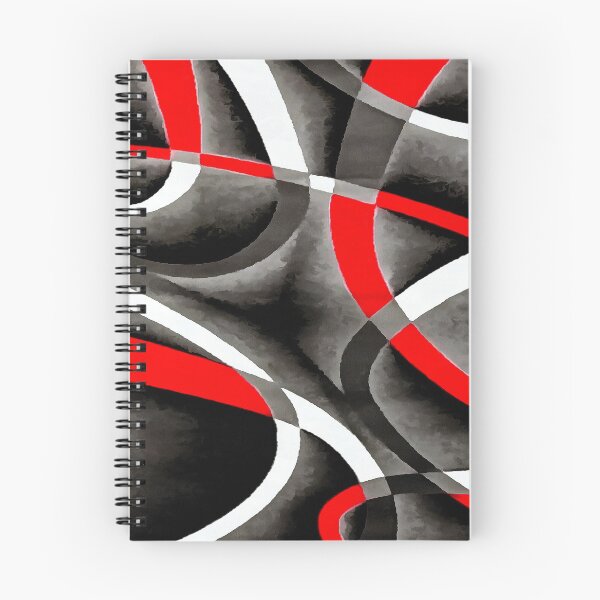 Item preview, Eighties Red White Grey Line Curve Pattern On Black designed and sold by taiche.