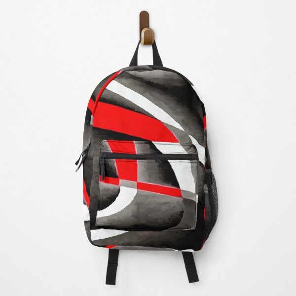 Item preview, Eighties Red White Grey Line Curve Pattern On Black designed and sold by taiche.